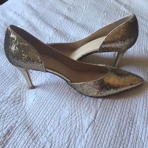 I. Miller gold sequin heels